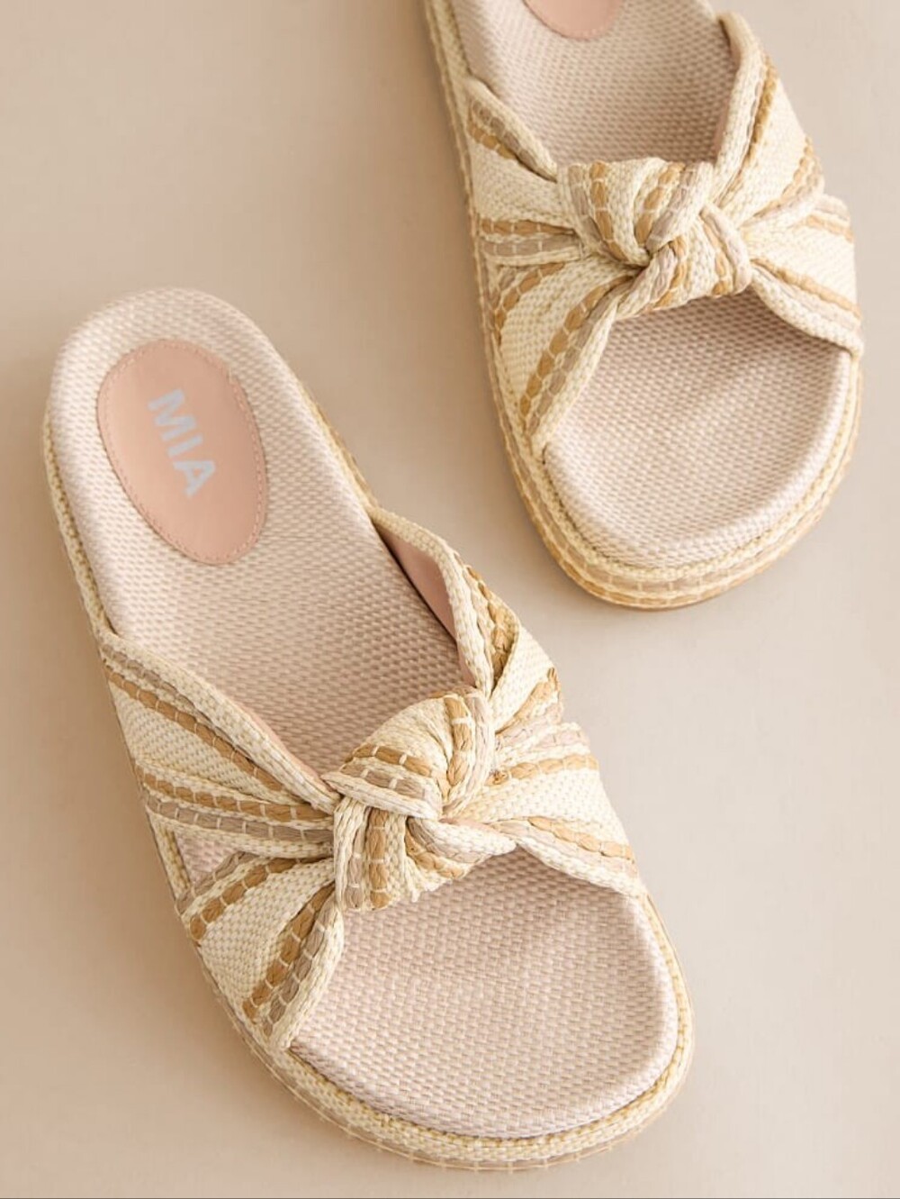 MIA | Giade Raffia Slip-On Sandals, Natural - Picture 2 of 5